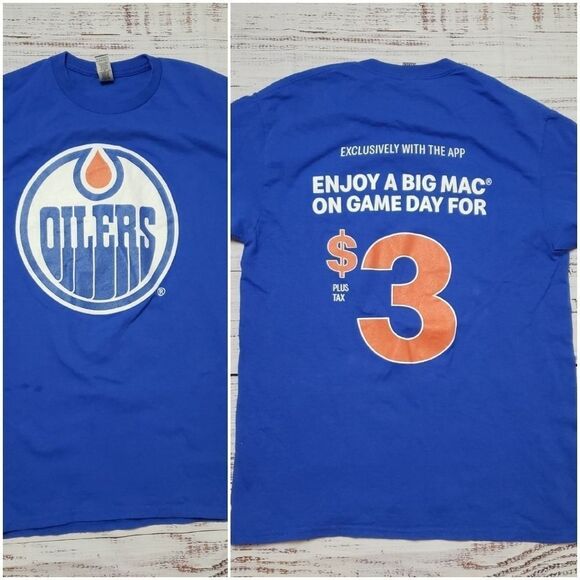 Oilers / McDonald's Employee Game Day Oilers game day Big Mac shirt - Picture 1 of 12